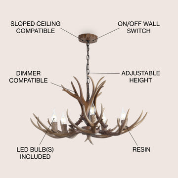 Eldora Adjustable Resin Antler LED Chandelier